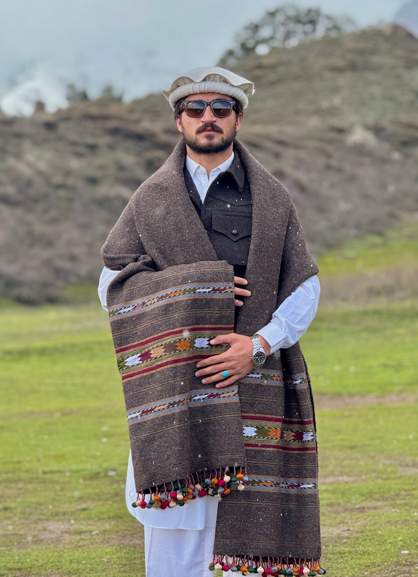 Handwoven Chitrali Pure Wool Shawl | Men's | Multiple Designs