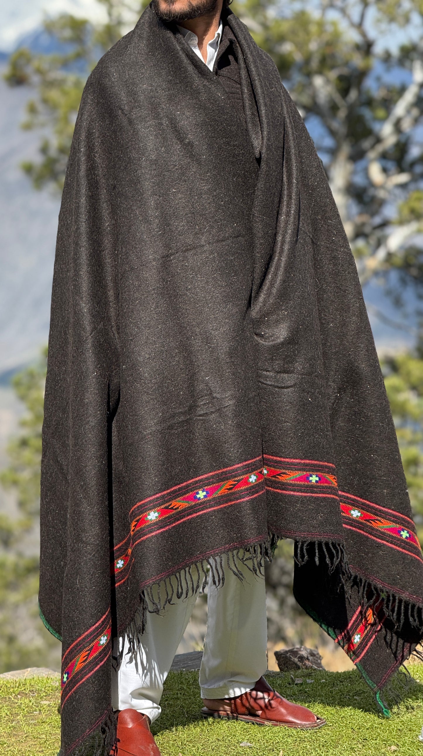 Handwoven Chitrali Pure Wool Shawl | Men's | Multiple Designs