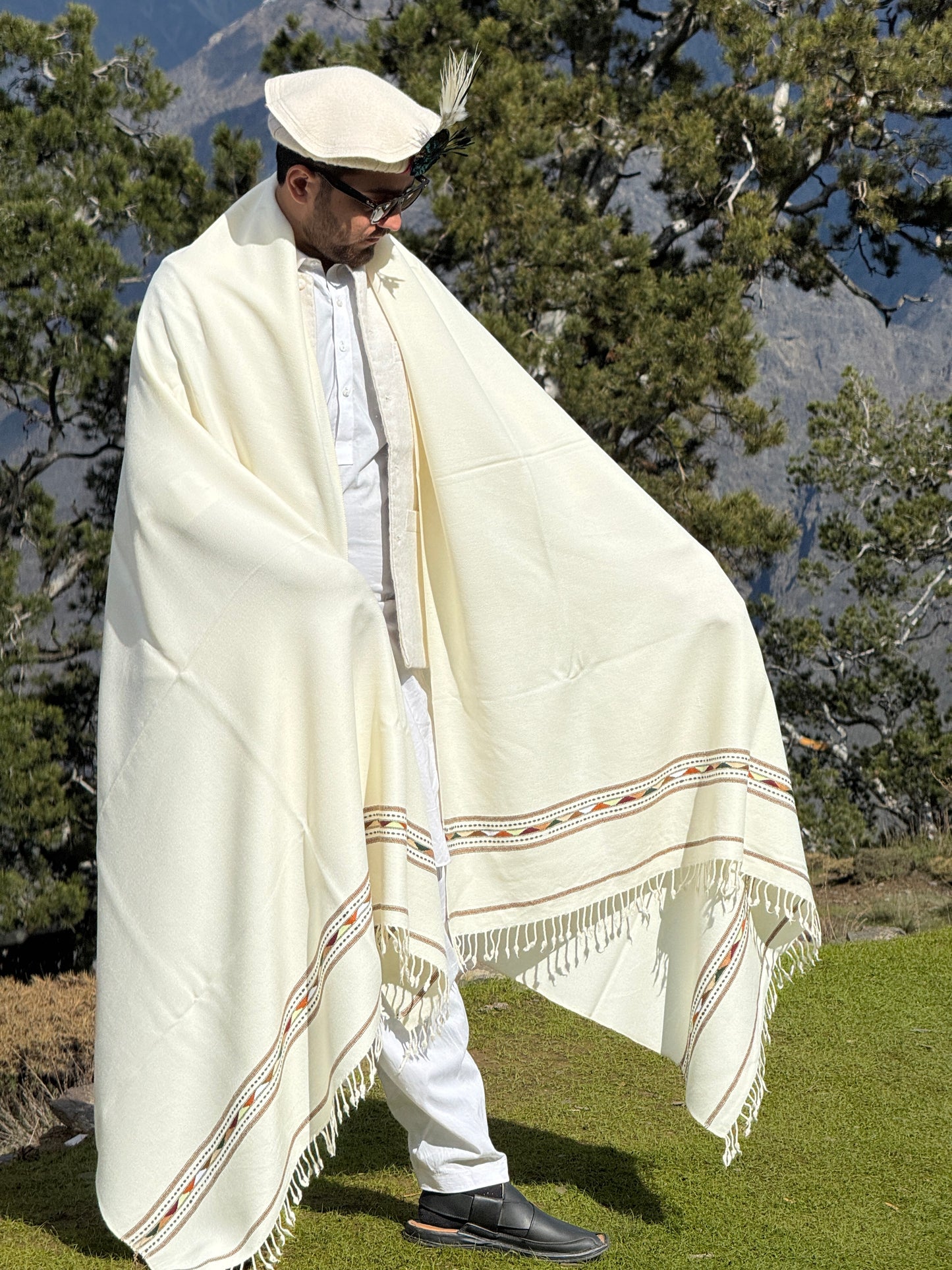 Handwoven Chitrali Pure Wool Shawl | Men's | Multiple Designs