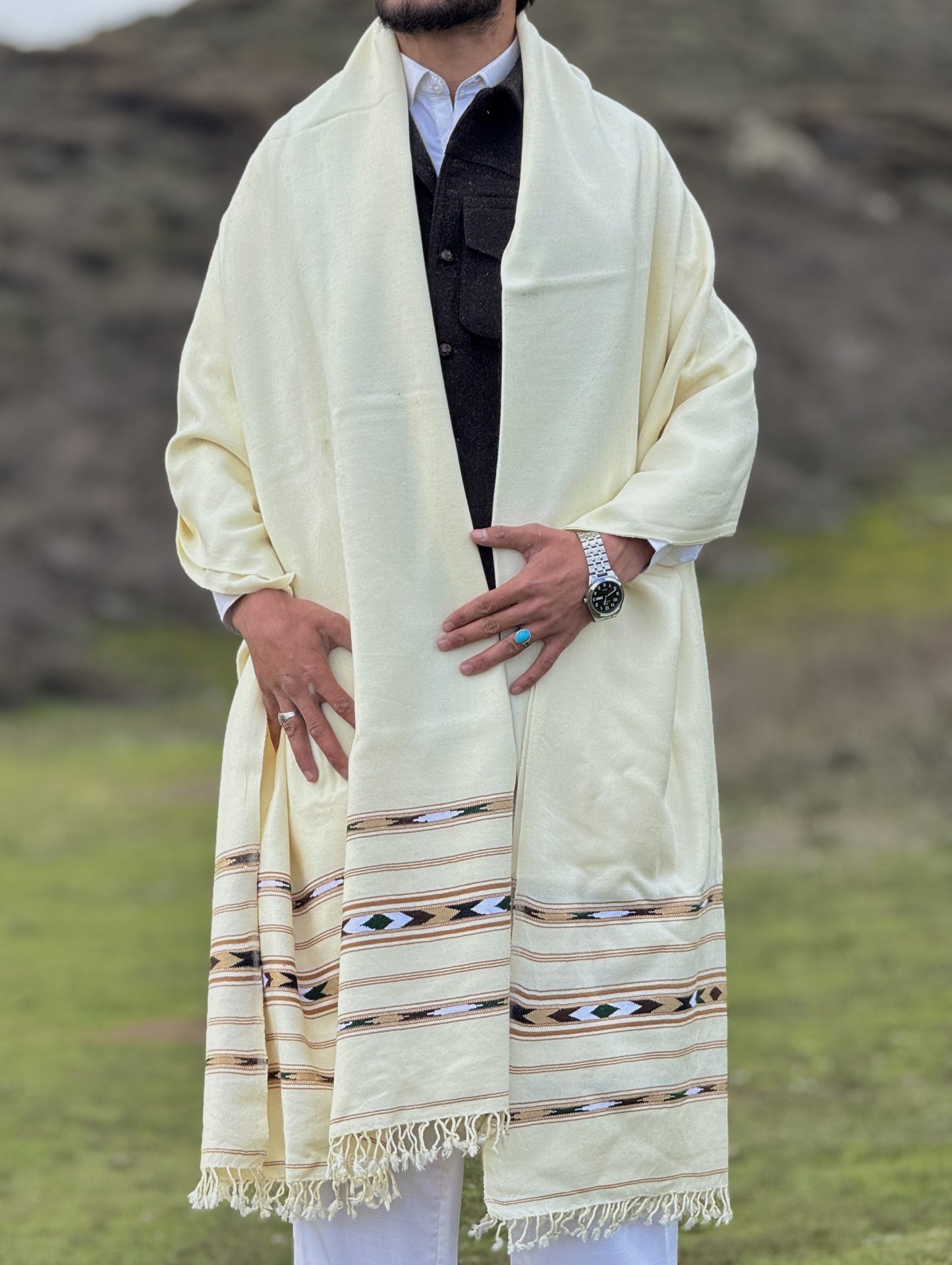Handwoven Chitrali Pure Wool Shawl | Men's | Multiple Designs