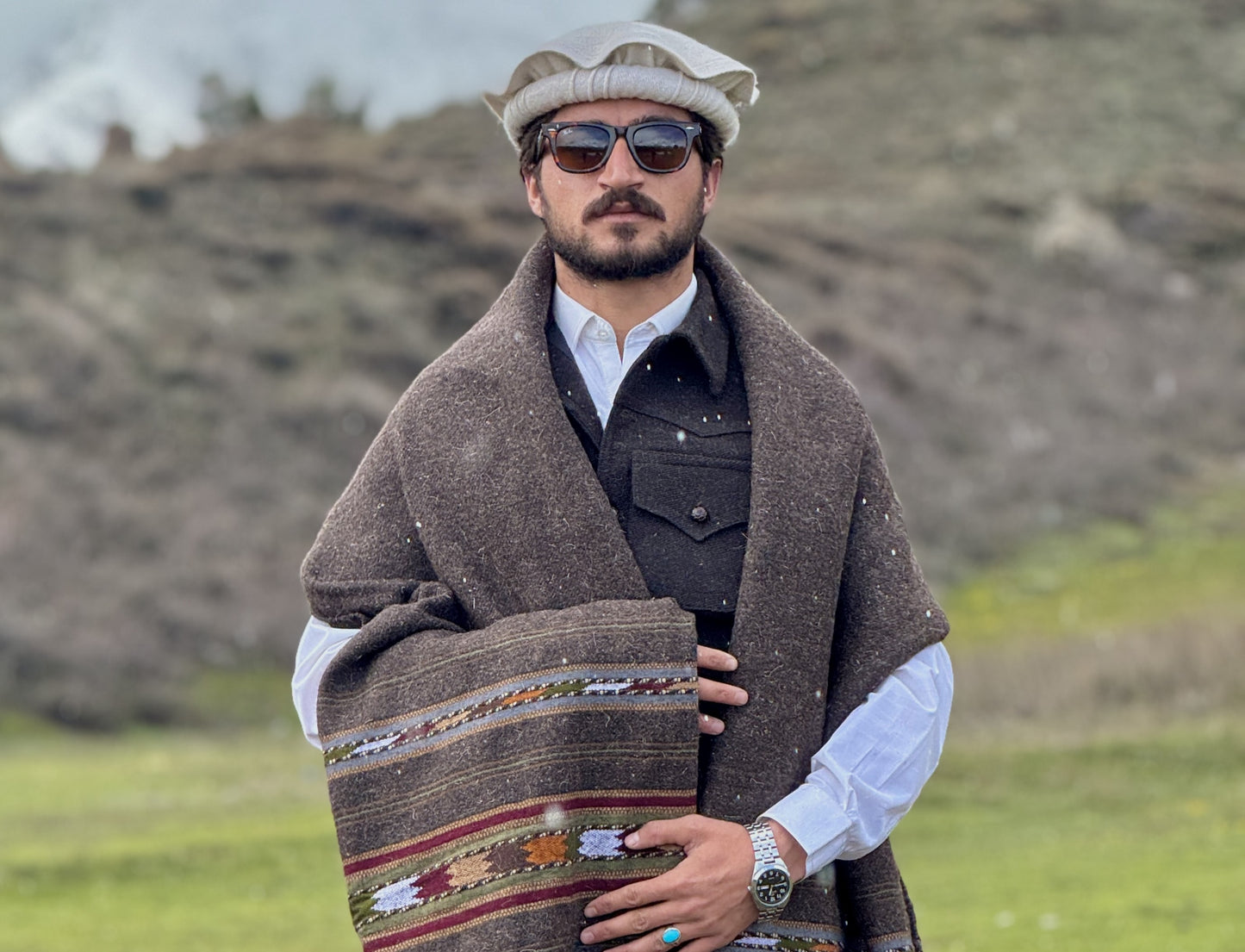 Handwoven Chitrali Pure Wool Shawl | Men's | Multiple Designs