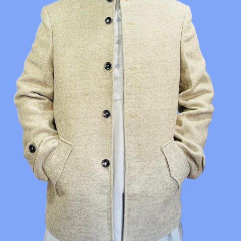 Chitrali woolen coat | handmade | 100% sheep wool |  half white wool